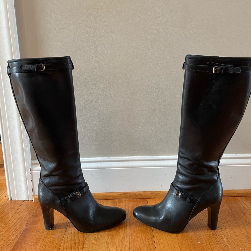 J. Crew Italian Leather Knee High Heeled Boots, size 7 style 78883